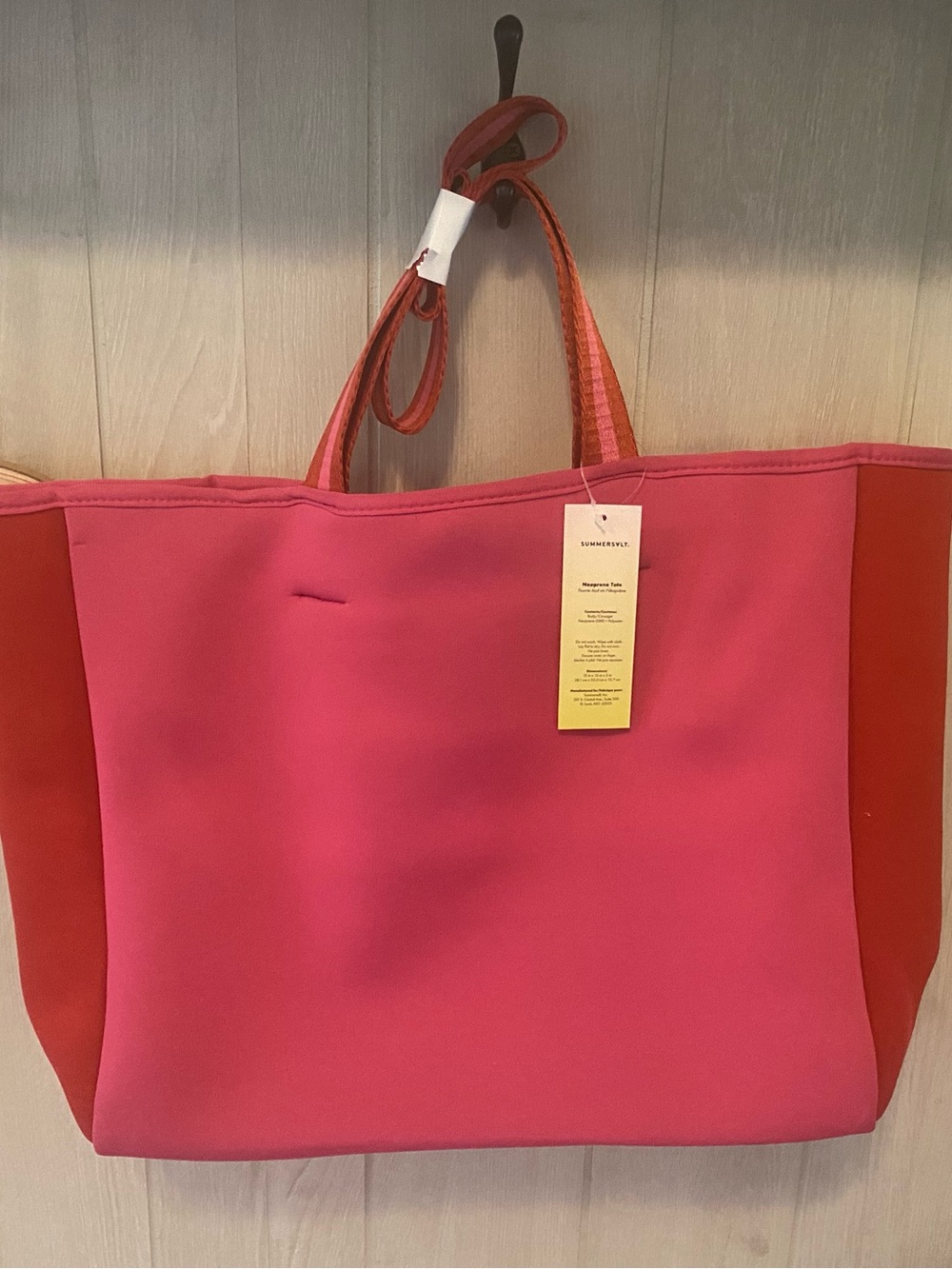 summersalt Hot Pink and Red Colorblock Tote